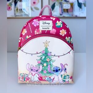 LOUNGEFLY Bag Lilo & Stitch Christmas Mini Backpack - Red Cream
